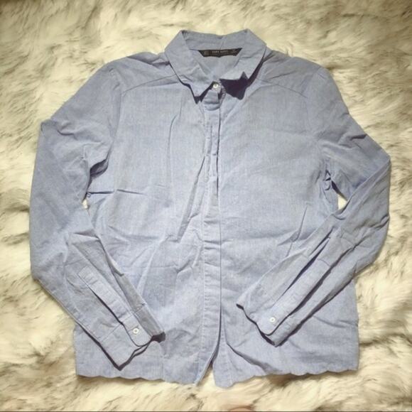 Zara Shirt Light Blue Button Up Office Work Career - Picture 3 of 8